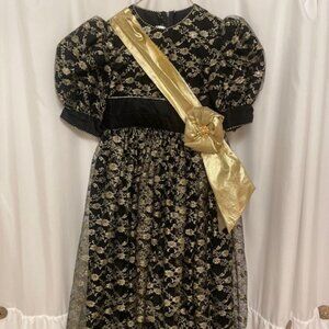 Elegant Black Lace & Gold Little Girl's Formal - Little Girl Size 8